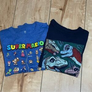 Gap Kids - 2 long sleeve‎ graphic tees - boys size Medium - blue, navy - EUC